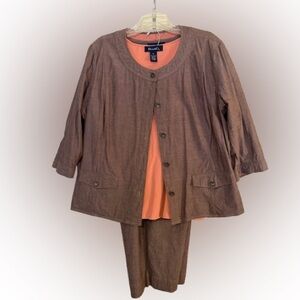 Denim&Co 3-pc cropped pantsuit 2X